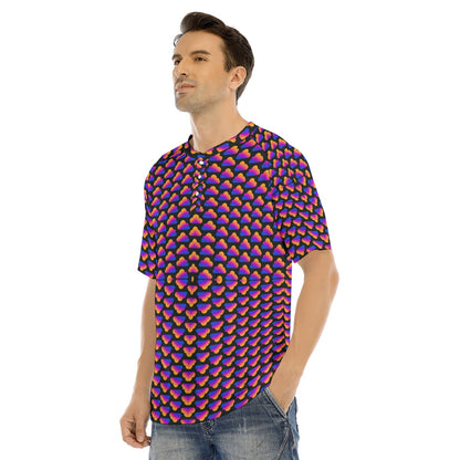 Men's Raglan Sleeve T-shirt With Button Closure