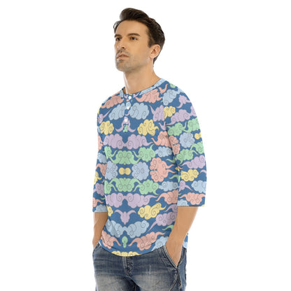 Men's Bracelet Sleeve T-shirt With Button Closure - view 3