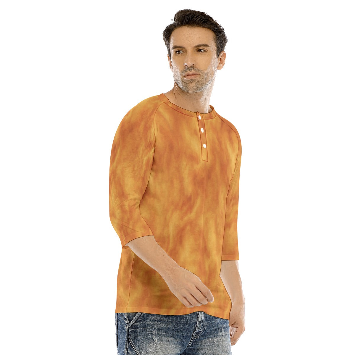 Men's Bracelet Sleeve T-shirt With Button Closure - view 2