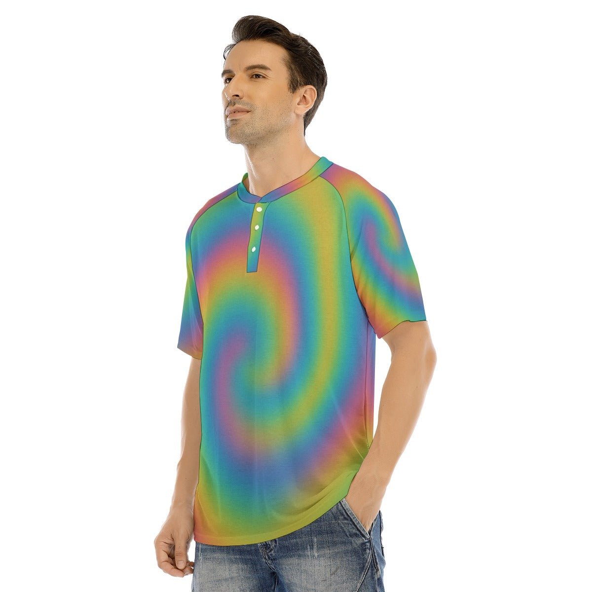 Men's Raglan Sleeve T-shirt With Button Closure