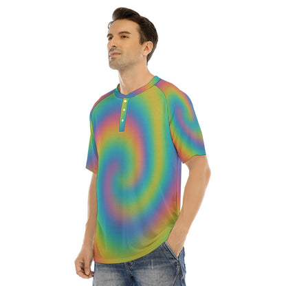 Men's Raglan Sleeve T-shirt With Button Closure