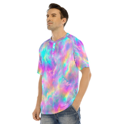 Men's Raglan Sleeve T-shirt With Button Closure