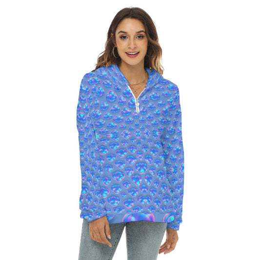 Women's Borg Fleece Hoodie With Half Zip