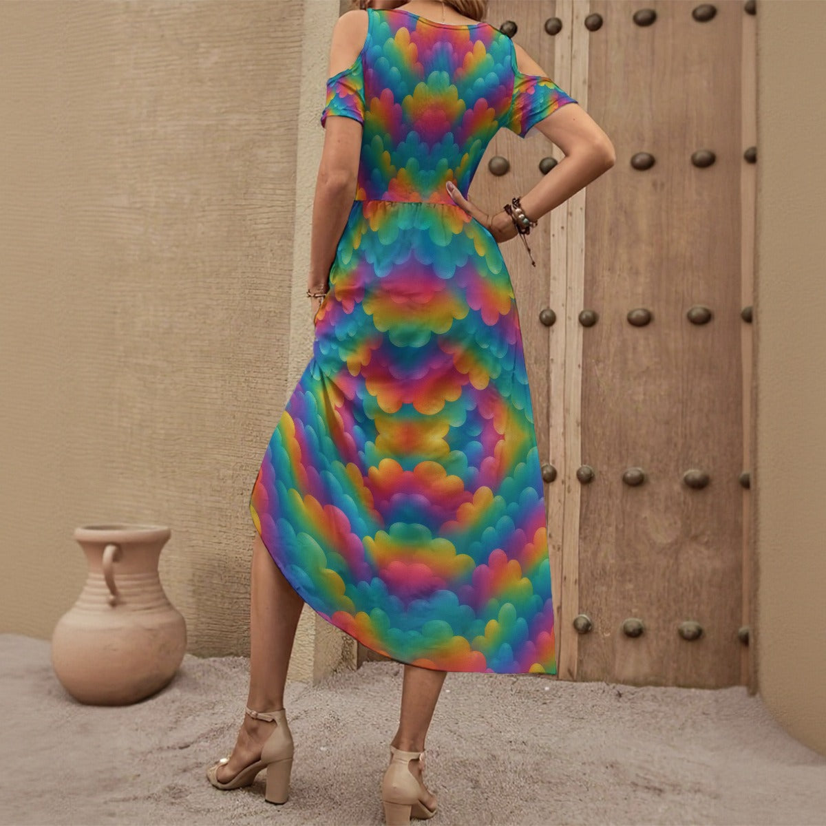 Women's V-neck Off-shoulder Dress