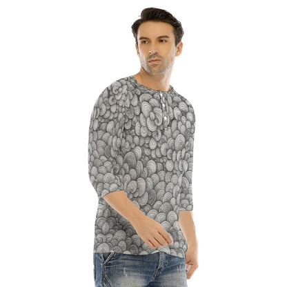 Men's Bracelet Sleeve T-shirt With Button Closure - view 2