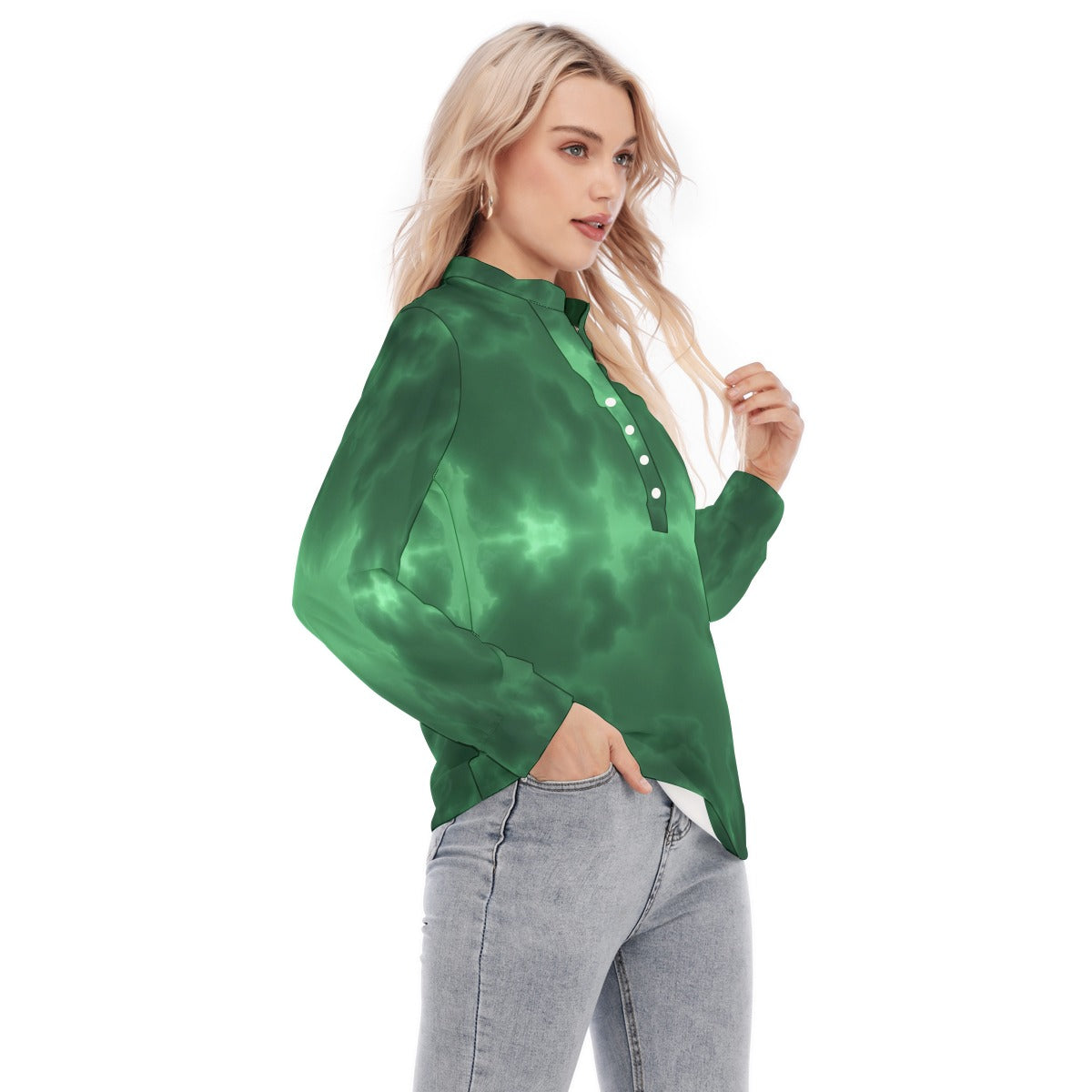 Women's Long Sleeve Blouse With Button Closure