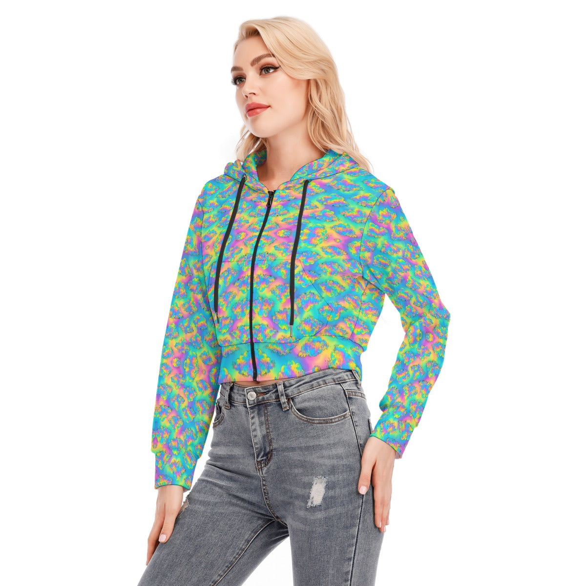 Women's Crop Top Hoodie With Zipper Closure