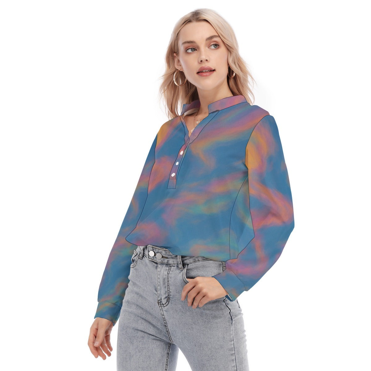 Women's Long Sleeve Blouse With Button Closure