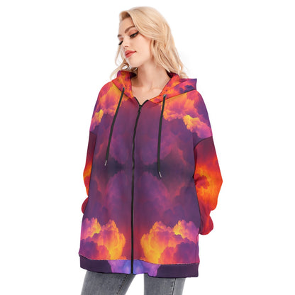 Women's Long Hoodie With Zipper Closure