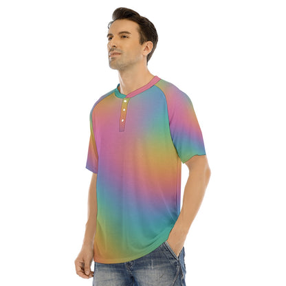 Men's Raglan Sleeve T-shirt With Button Closure