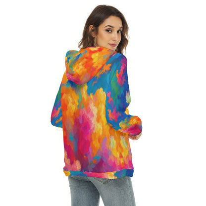 Women's Borg Fleece Hoodie With Half Zip
