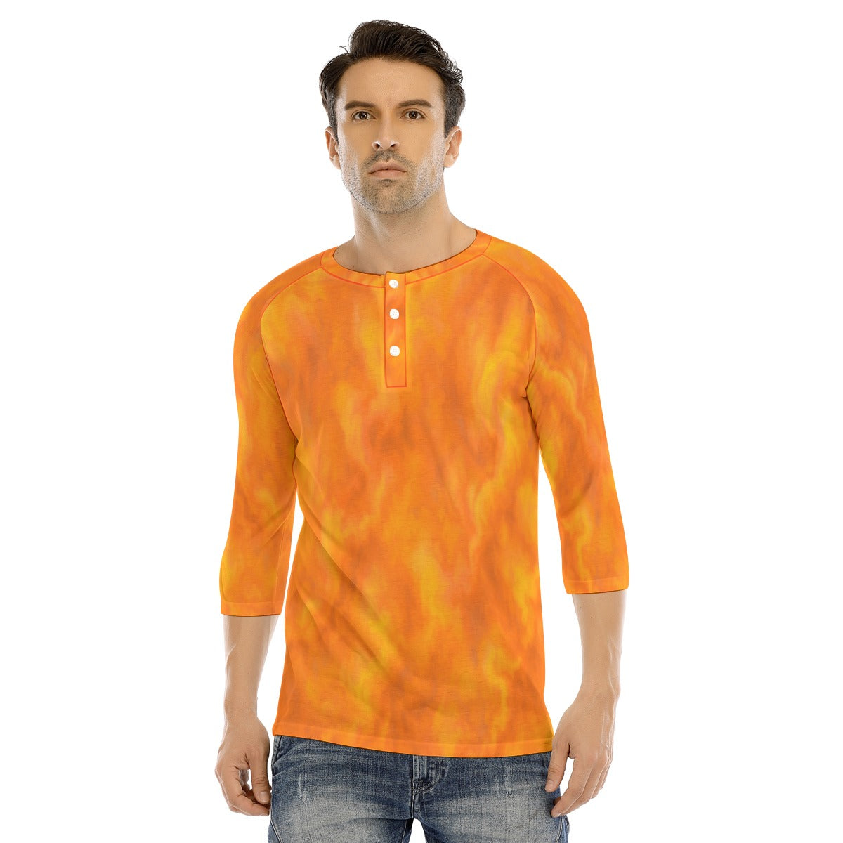 Men's Bracelet Sleeve T-shirt With Button Closure - view 1