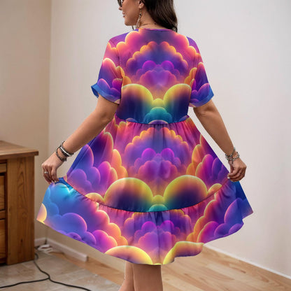 Women’s Floral V-Neck Short Sleeve Dress