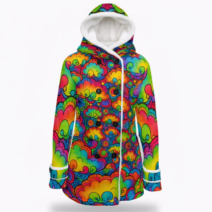 Women's Hooded Double-Breasted Winter Coat With Fleece