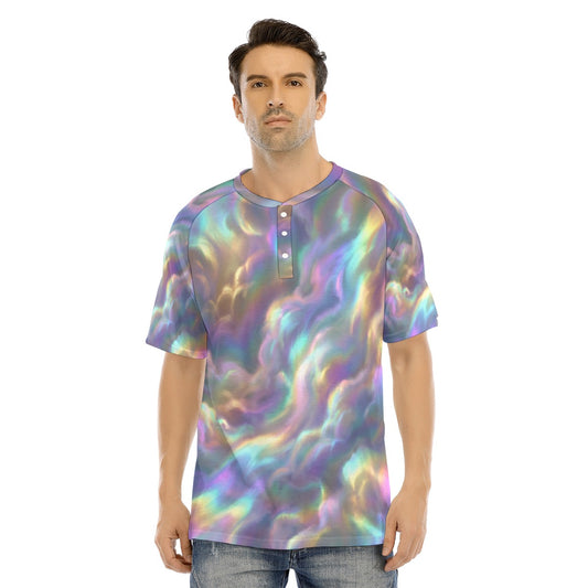 Men's Raglan Sleeve T-shirt With Button Closure
