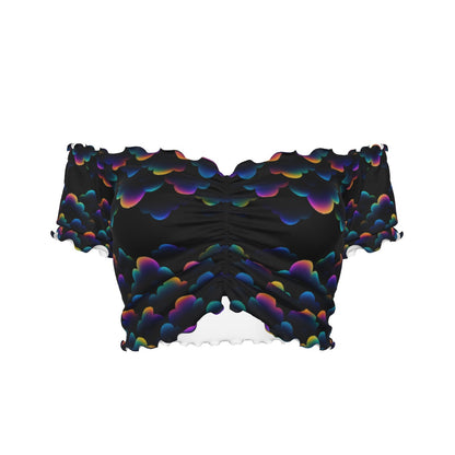 Women's One-shoulder Off-the-navel Short Sleeve T-shirt