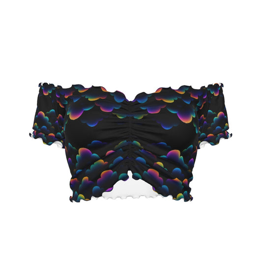 Women's One-shoulder Off-the-navel Short Sleeve T-shirt