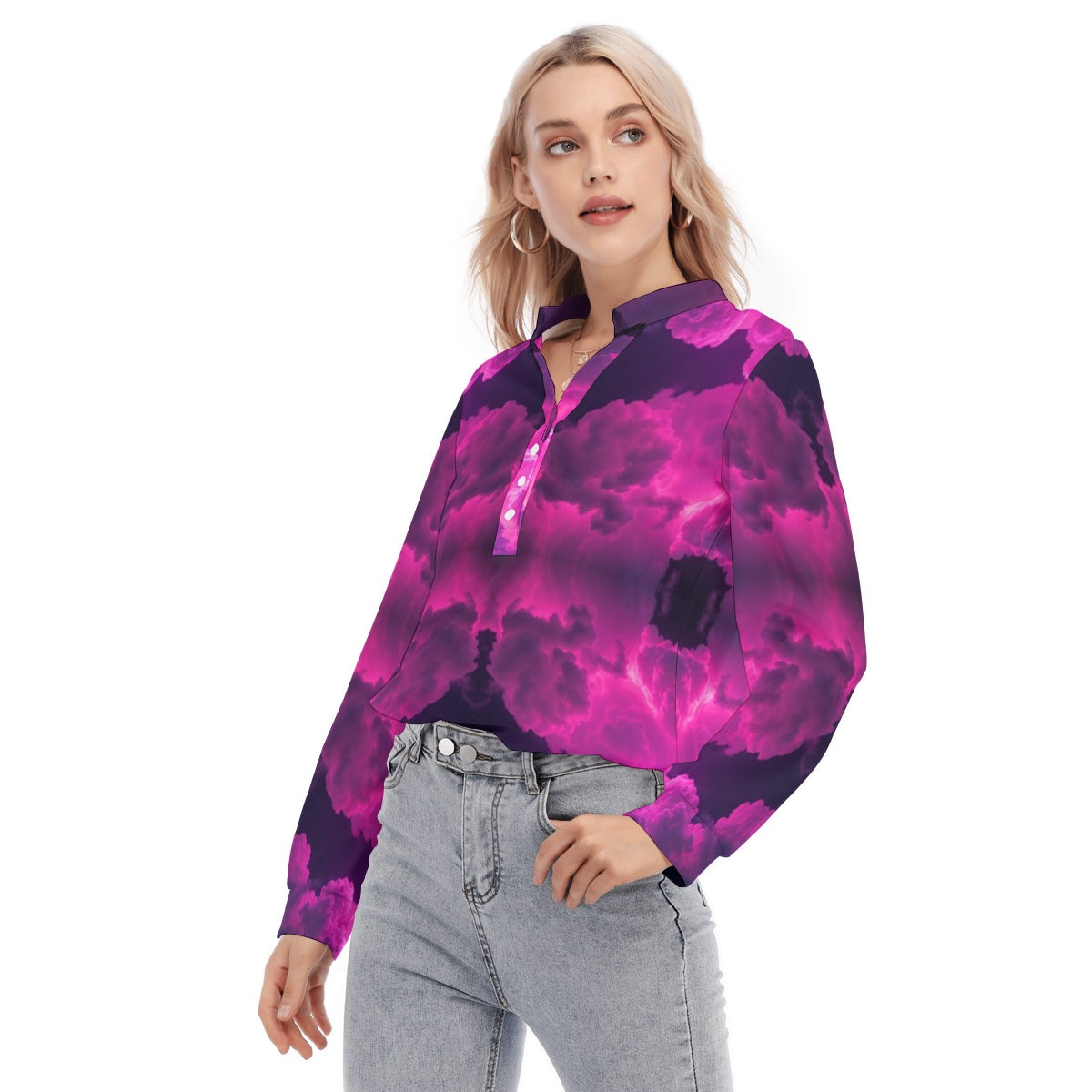 Women's Long Sleeve Blouse With Button Closure