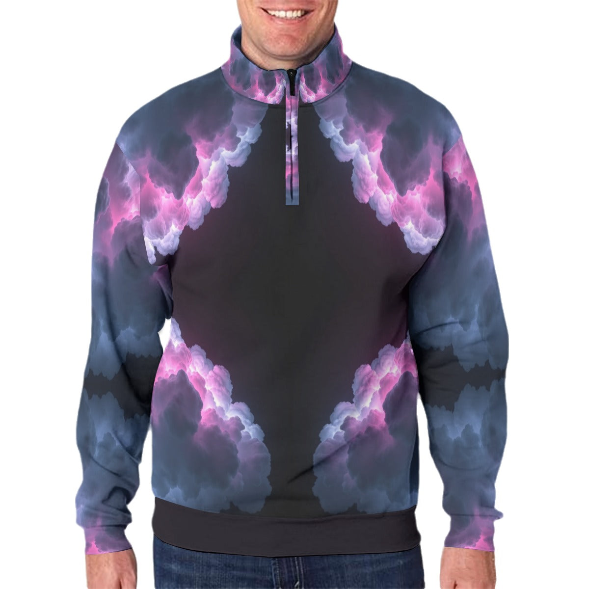 Men's Hidden Half-Zip Placket Hoodie