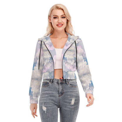 Women's Crop Top Hoodie With Zipper Closure