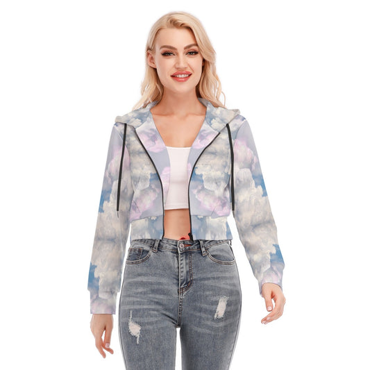 Women's Crop Top Hoodie With Zipper Closure