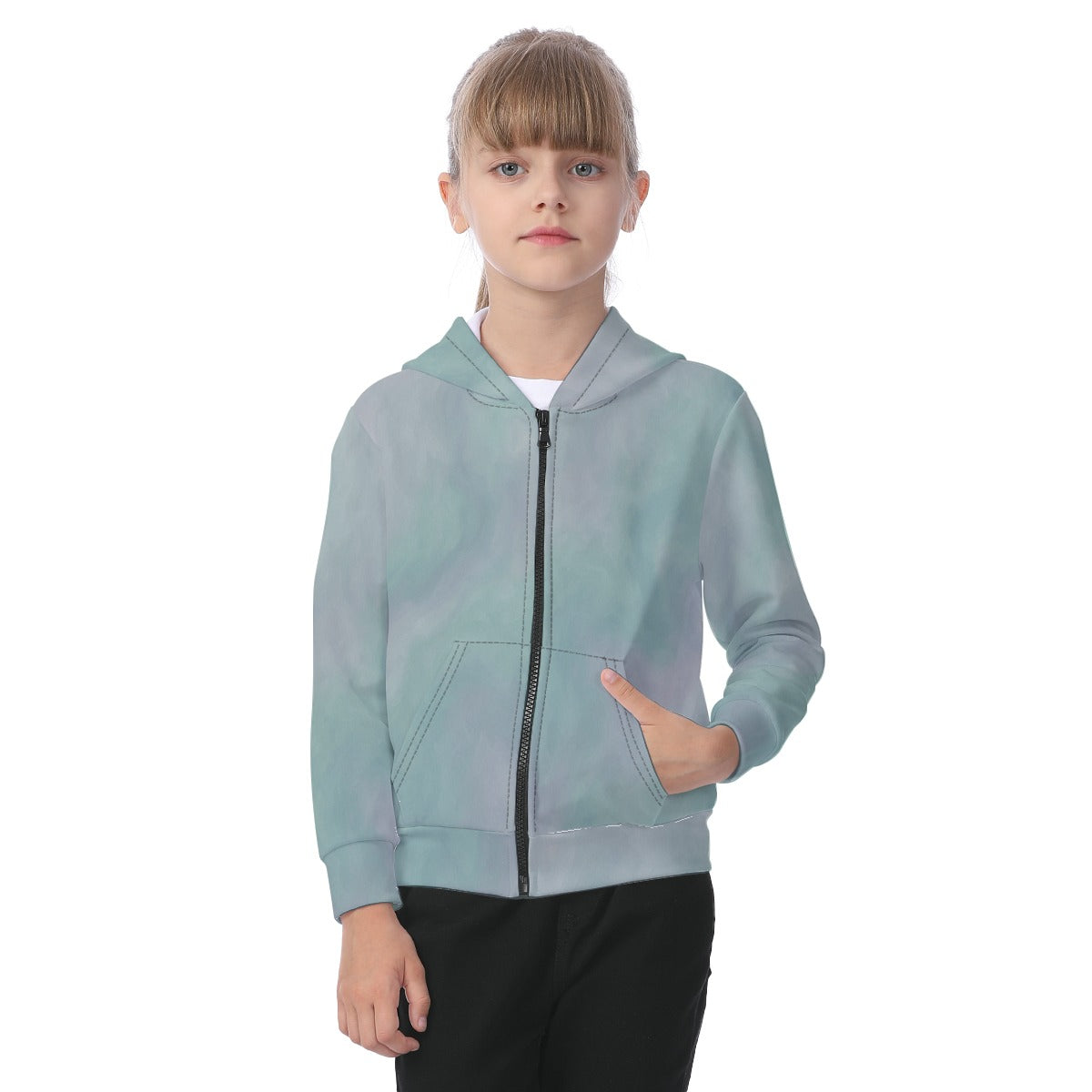Unisex Kid's Zip-up Hoodie With Patch Pocket