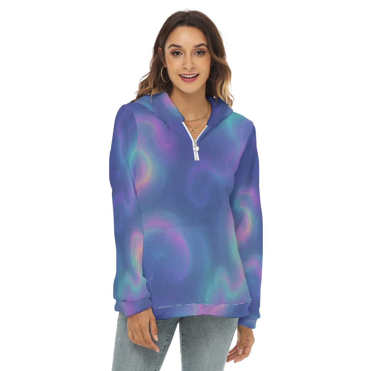 Women's Borg Fleece Hoodie With Half Zip