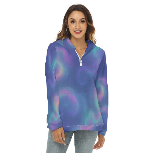 Women's Borg Fleece Hoodie With Half Zip