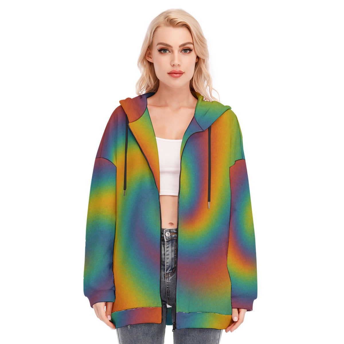 Women's Long Hoodie With Zipper Closure