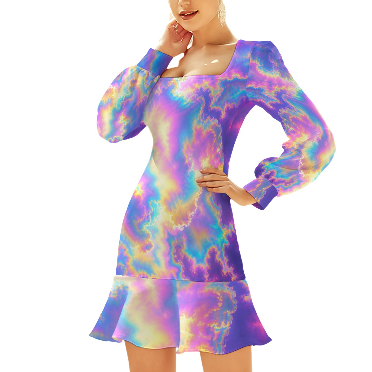 Women's Ruffle Hem Skinny Dress