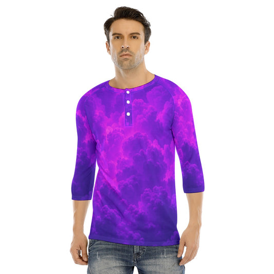 Men's Bracelet Sleeve T-shirt With Button Closure - view 1