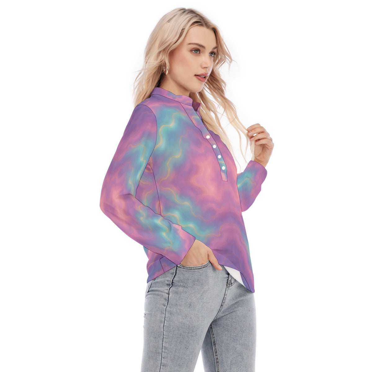 Women's Long Sleeve Blouse With Button Closure