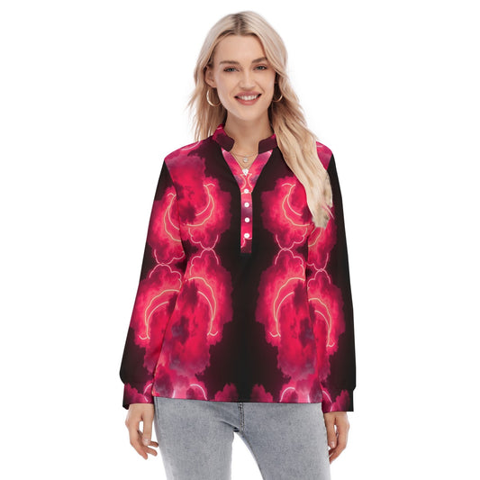 Women's Long Sleeve Blouse With Button Closure