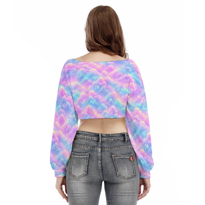Women's V-neck Long Sleeve Cropped Sweatshirt
