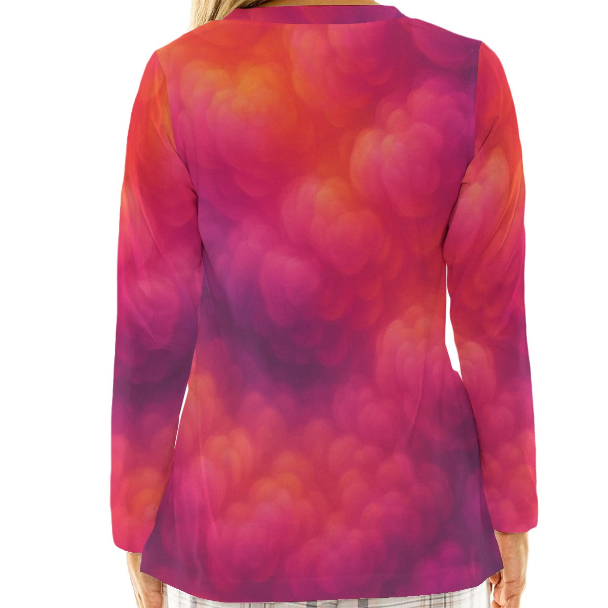 Women's Loose V-Neck T-Shirt With Long Sleeve