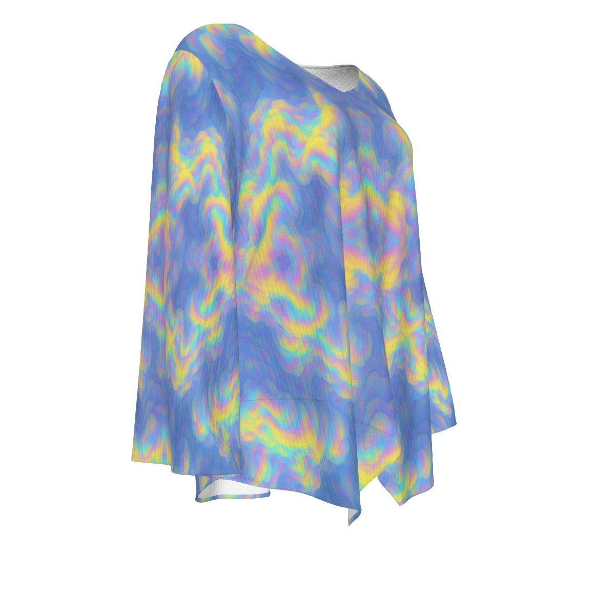 Women's V-neck T-shirt With Irregular Hem