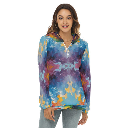 Women's Borg Fleece Hoodie With Half Zip