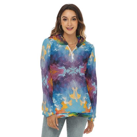 Women's Borg Fleece Hoodie With Half Zip