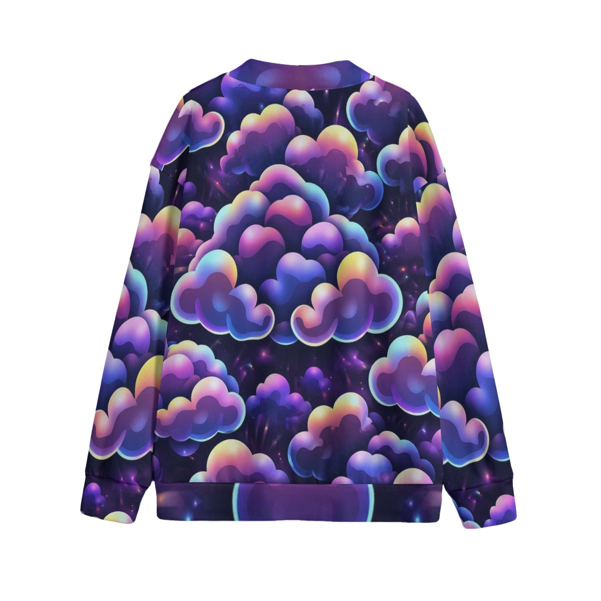 Unisex V-neck Knitted Fleece Cardigan With Button Closure