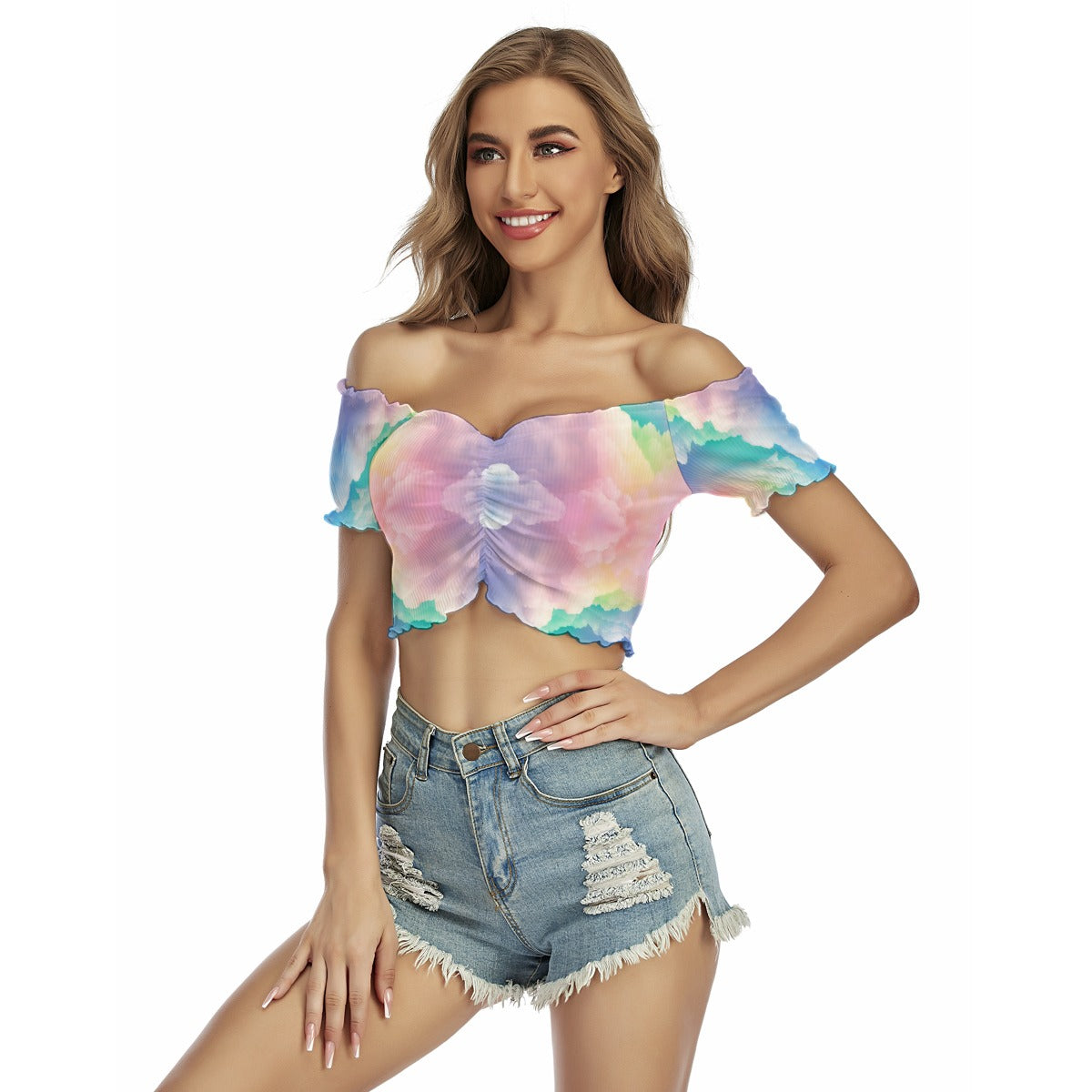 Women's One-shoulder Off-the-navel Short Sleeve T-shirt