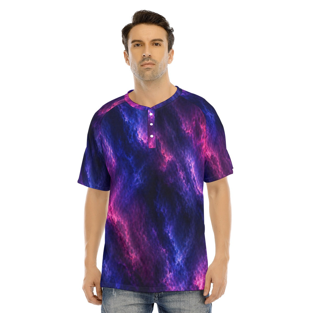 Men's Raglan Sleeve T-shirt With Button Closure