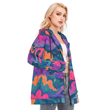 Women's Long Hoodie With Zipper Closure