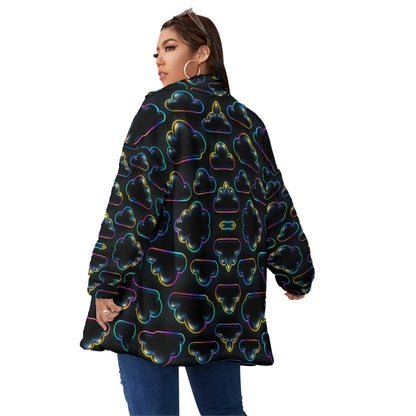 Unisex Borg Fleece Stand-up Collar Coat With Zipper Closure(Plus Size)