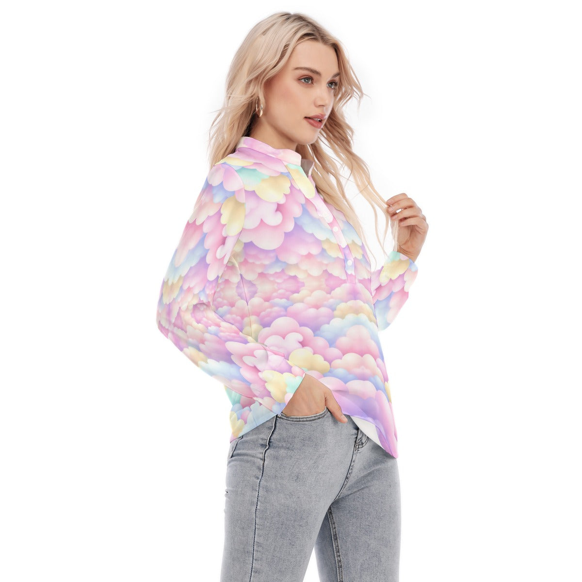 Women's Long Sleeve Blouse With Button Closure