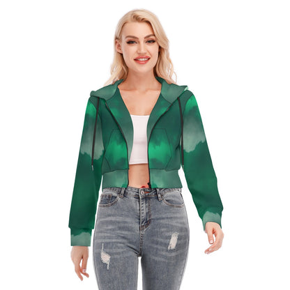 Women's Crop Top Hoodie With Zipper Closure