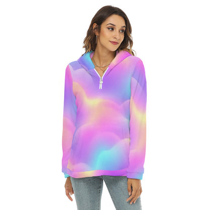Women's Borg Fleece Hoodie With Half Zip