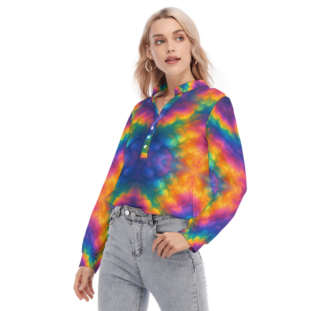 Women's Long Sleeve Blouse With Button Closure