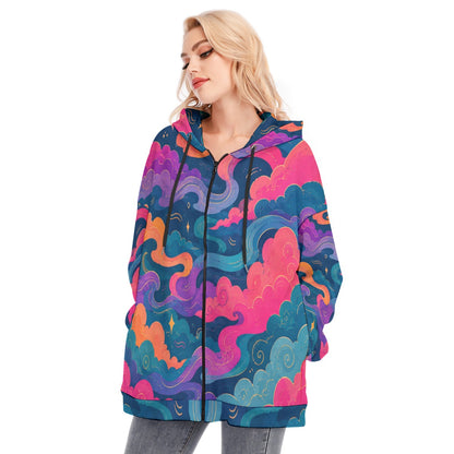 Women's Long Hoodie With Zipper Closure