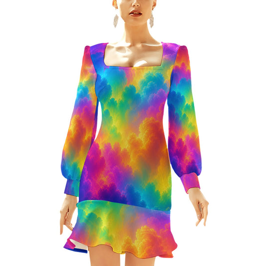 Women's Ruffle Hem Skinny Dress