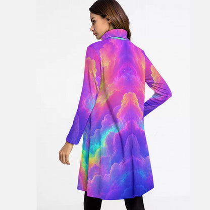 Women's High Neck Dress With Long Sleeve